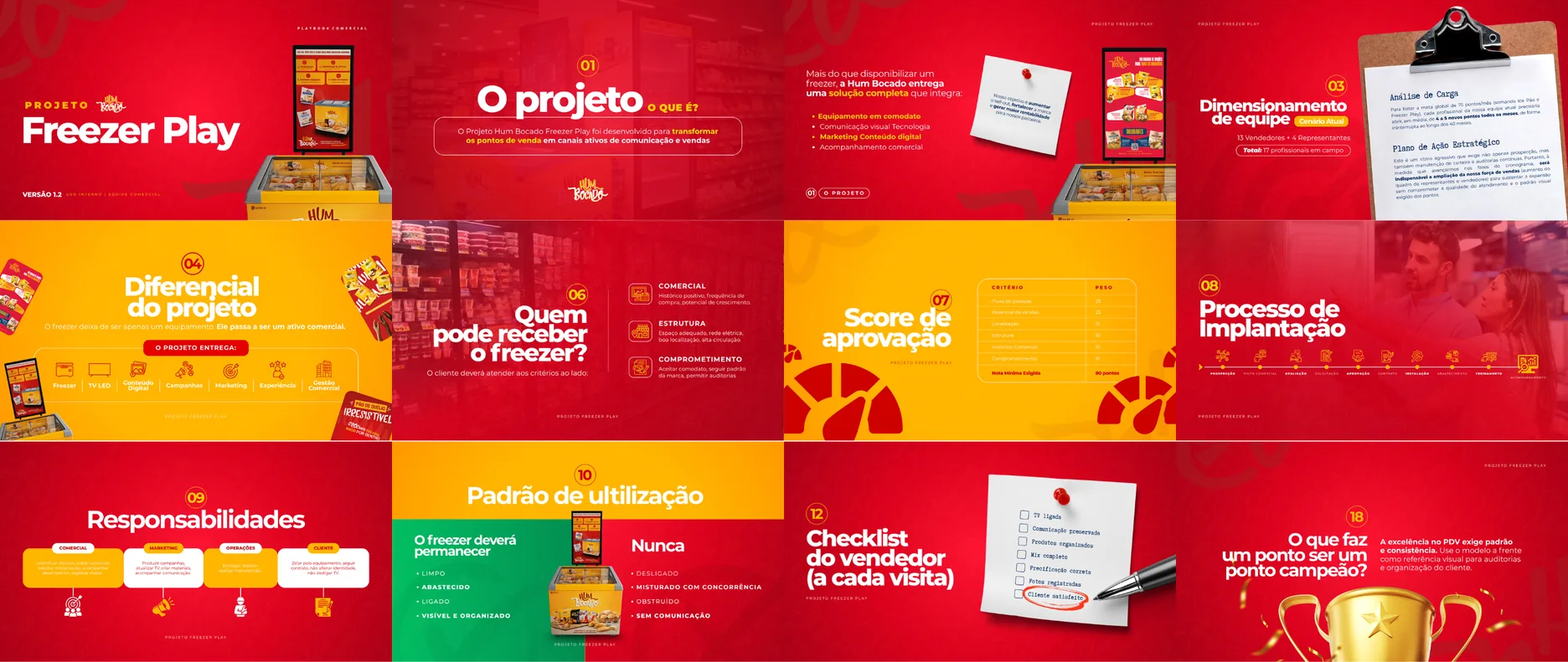 Apresentação do projeto Freezer Play para Hum Bocado, com 12 slides