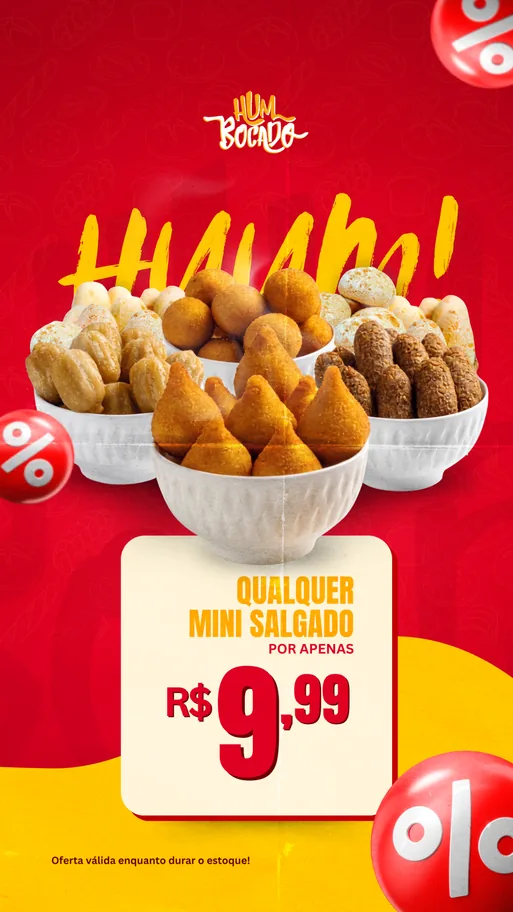 Story Hum Bocado: qualquer mini salgado por R$ 9,99