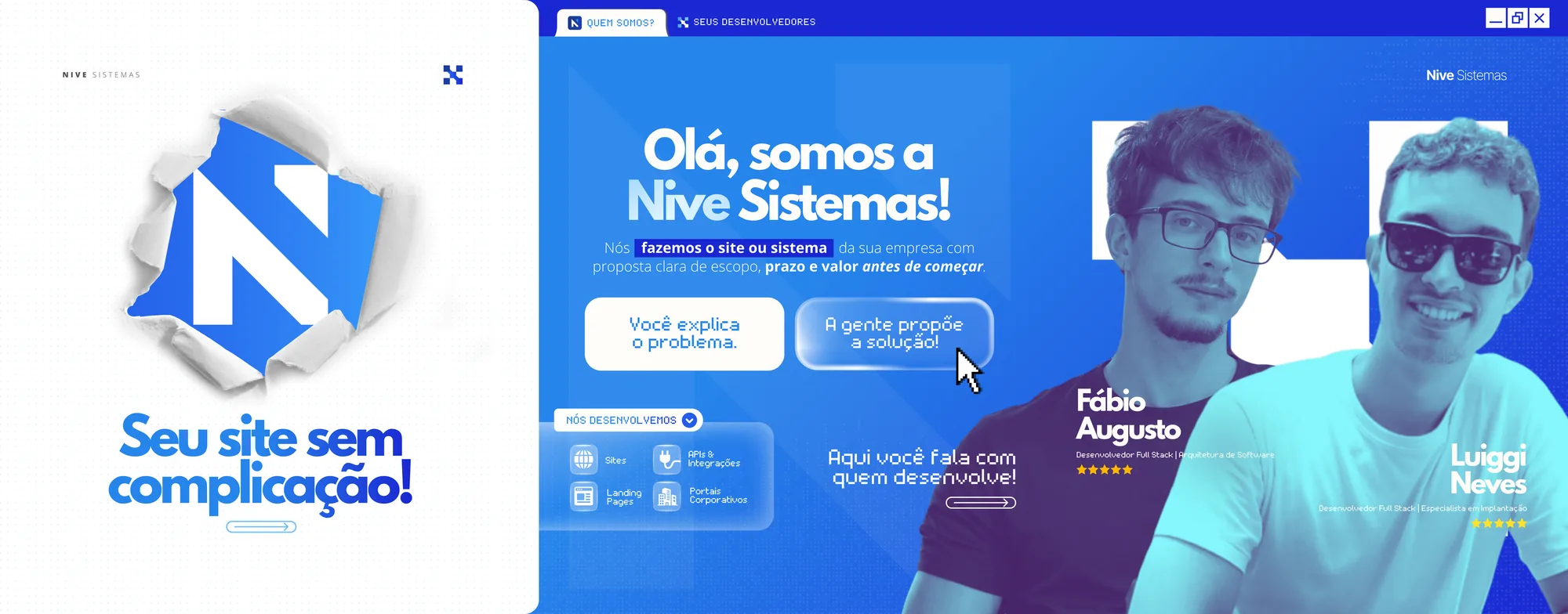 Posts Nive Sistemas: Seu site sem complicação e Olá, somos a Nive Sistemas