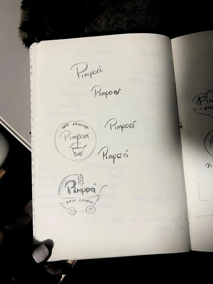 Rascunhos à mão do logotipo Pinpoá